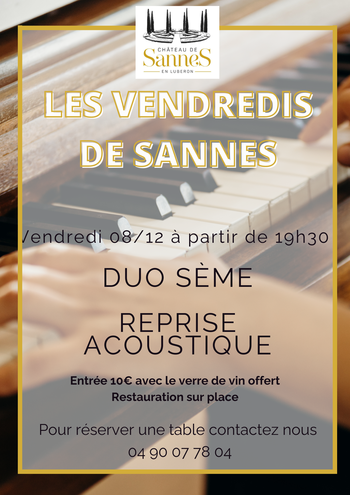 Concert Chateau de sannes vendredi 8 décembre Duo Sème