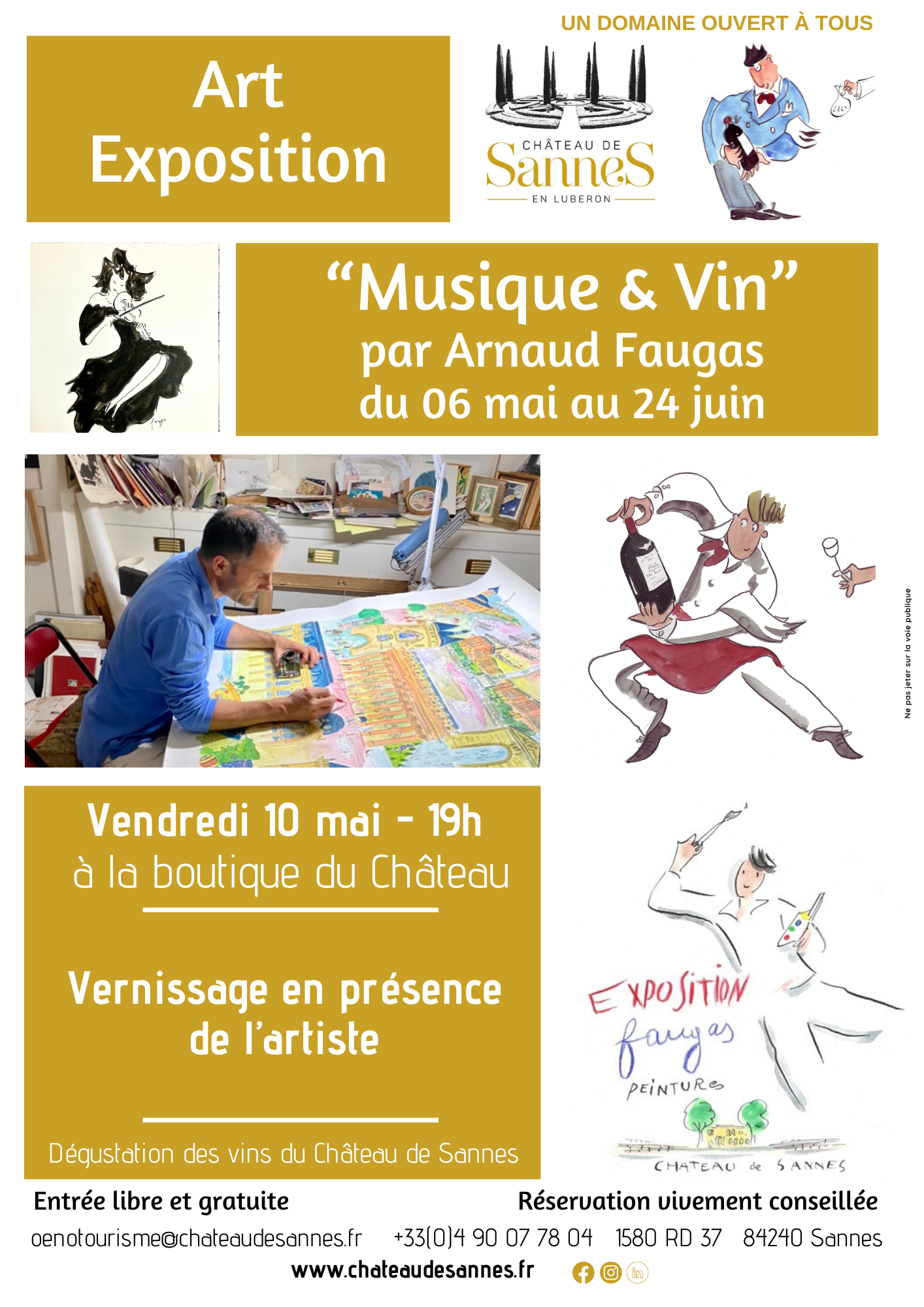 Vernissage Arnaud Faugas Aquarelle en présence de l'artiste au chateau de sannes vendredi 10 mai